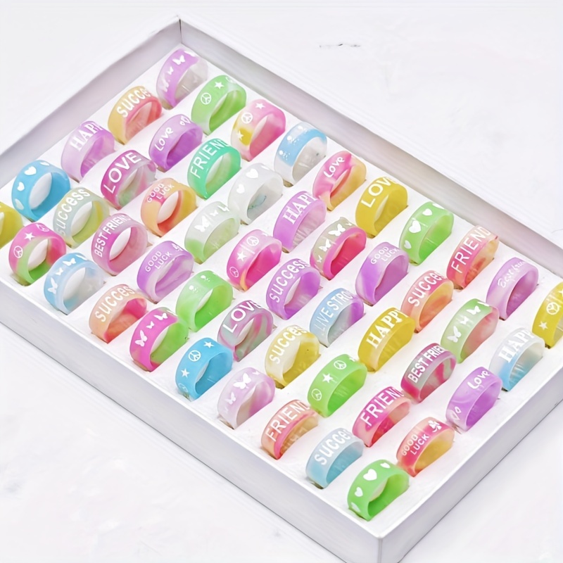 Mixed Styles Silicone Printed Rings Set